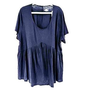 Lane Bryant Swing Collection Shirt Women's 3X Black Scoop Neck Loose Flowy NEW